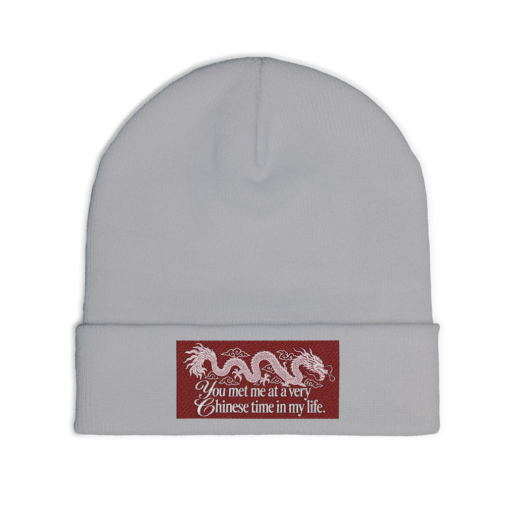 Embroidered Dragon Knit Beanie – "You Met Me at a Very Chinese Time in My Life"