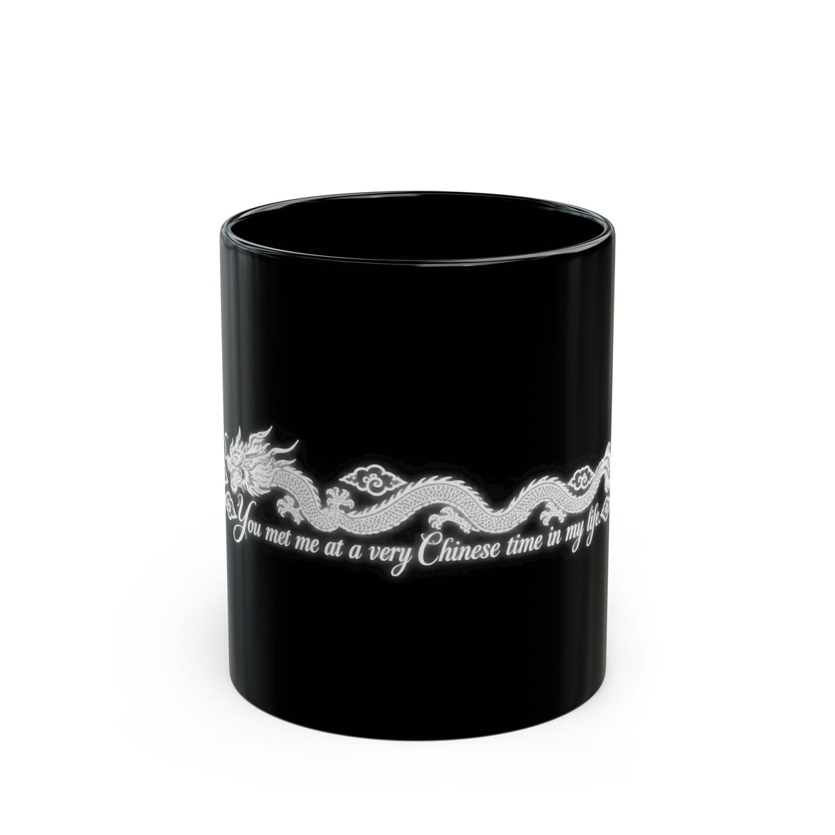 Red Oriental Dragon Black Accent Mug — 11oz & 15oz Ceramic Tea/Coffee Cup