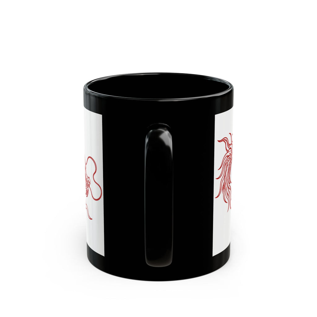 Red Oriental Dragon Black Accent Mug — 11oz & 15oz Ceramic Tea/Coffee Cup