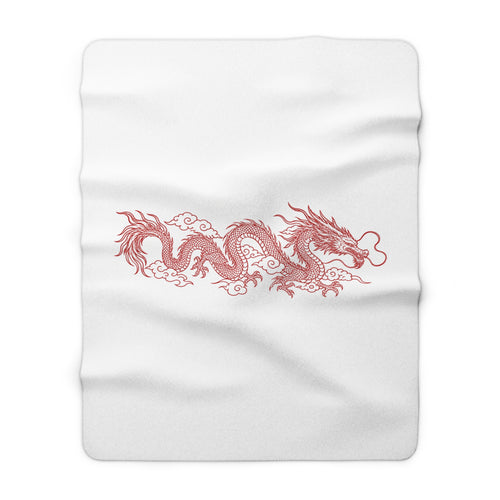 Red Dragon Sherpa Blanket – Cozy Oriental Dragon Fleece Throw