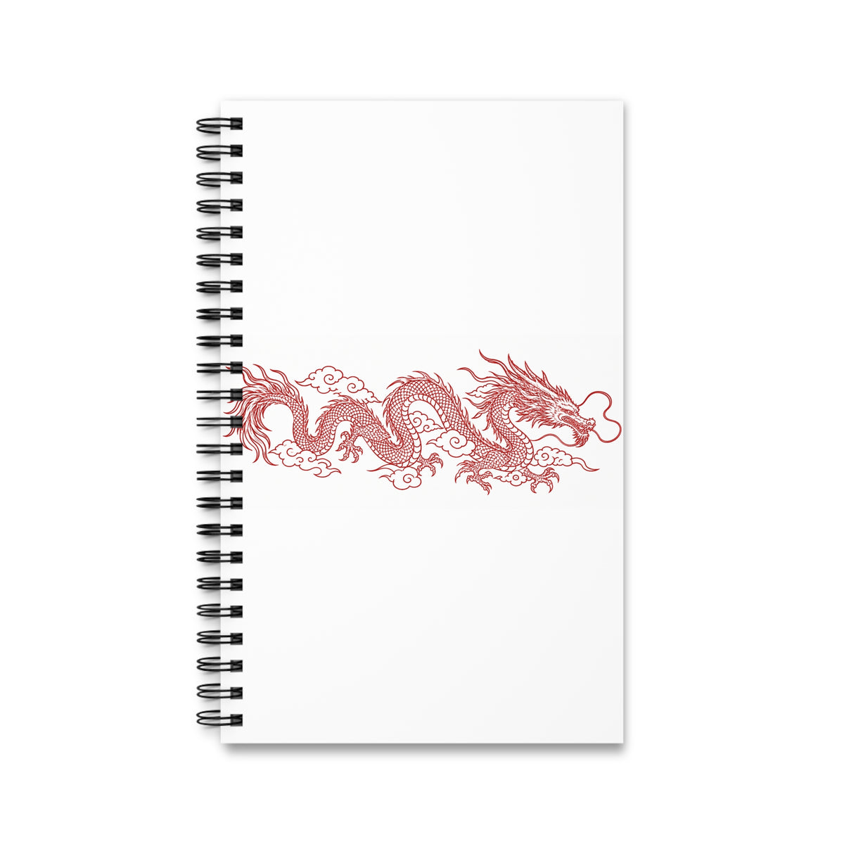 Red Dragon Spiral Journal — Asian Dragon Notebook for Sketching, Notes & Travel