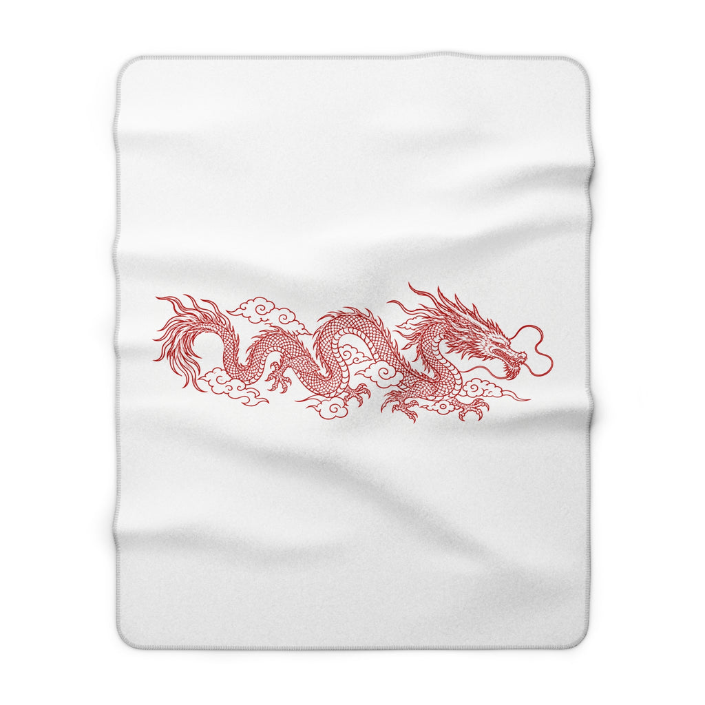 Red Dragon Sherpa Blanket – Cozy Oriental Dragon Fleece Throw