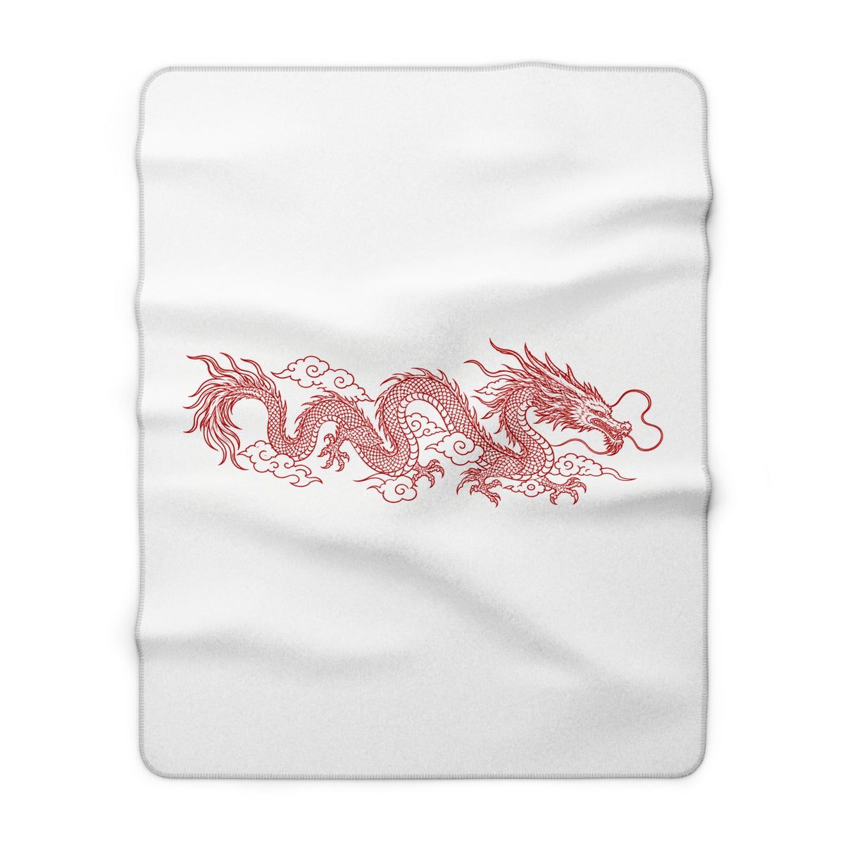 Red Dragon Sherpa Blanket – Cozy Oriental Dragon Fleece Throw