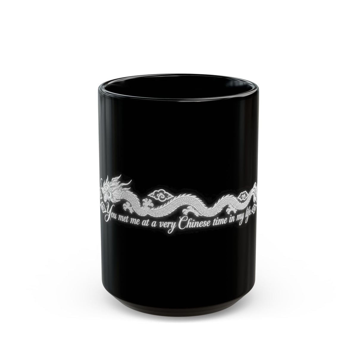 Red Oriental Dragon Black Accent Mug — 11oz & 15oz Ceramic Tea/Coffee Cup