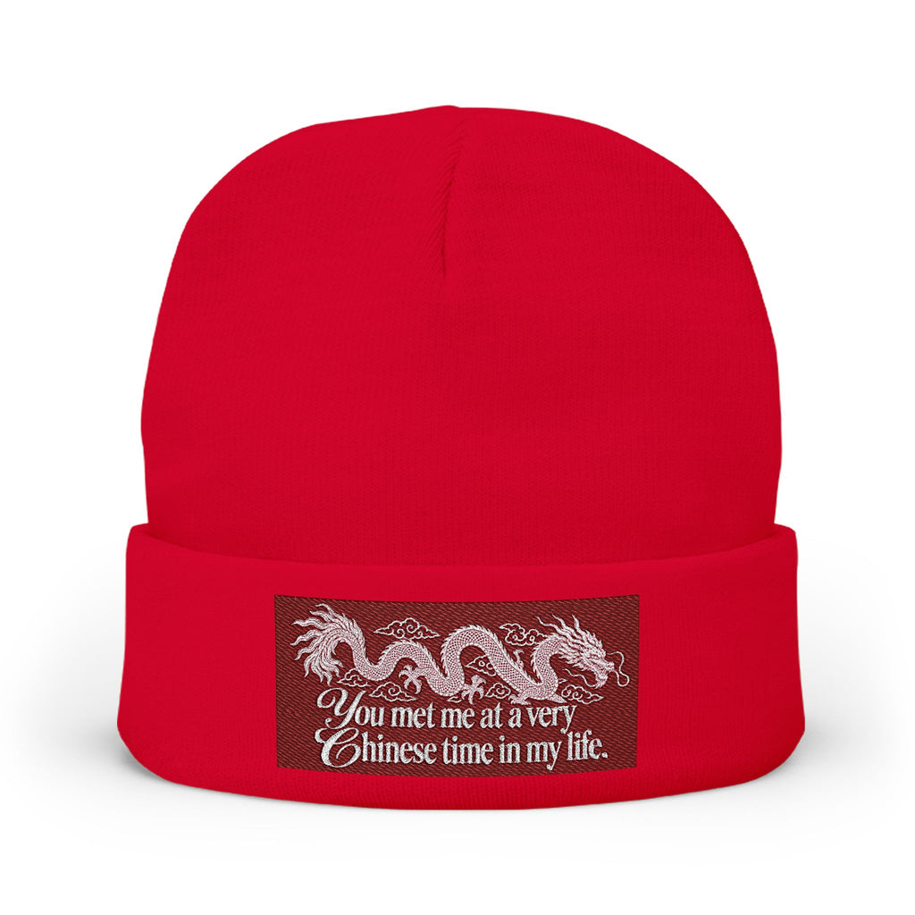 Embroidered Dragon Knit Beanie – "You Met Me at a Very Chinese Time in My Life"