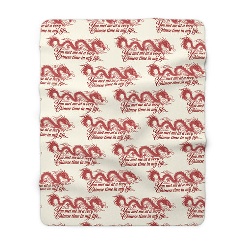 Red Dragon Sherpa Blanket – Cozy Oriental Dragon Fleece Throw