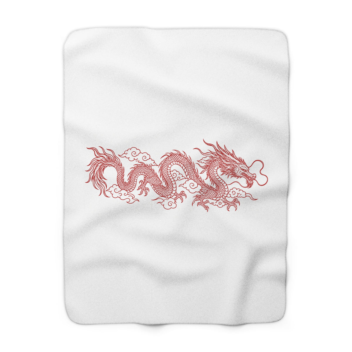 Red Dragon Sherpa Blanket – Cozy Oriental Dragon Fleece Throw