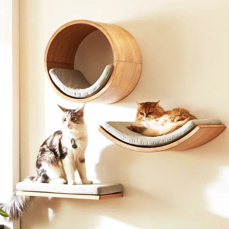 Étagères Murales pour Chat en Bois