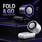 Ice Cooling Portable Neck Fan, 5-Speed Turbo Wind Foldable Hands Free Cooler, 4000mAh 9H Battery Travel Outdoor