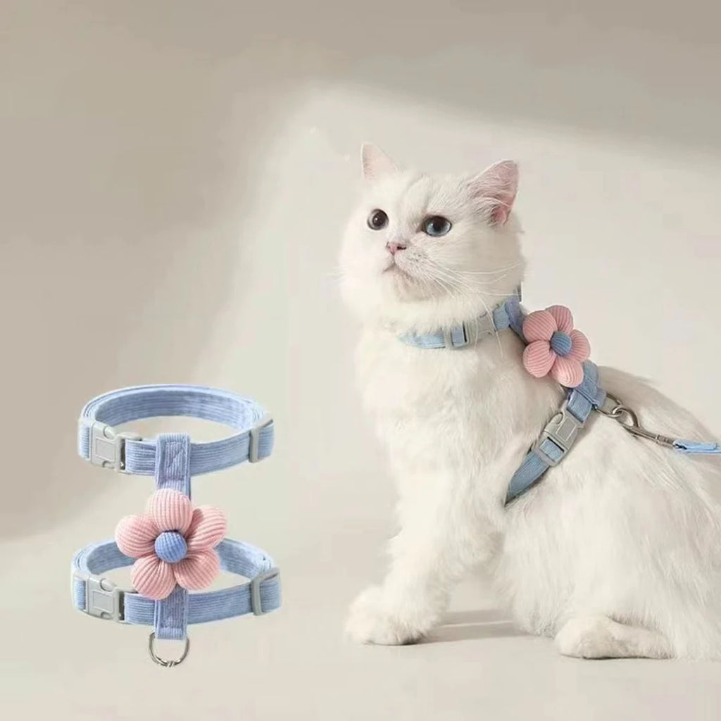 Harnais pour chat avec laisse à motif – Ensemble réglable et confortable
