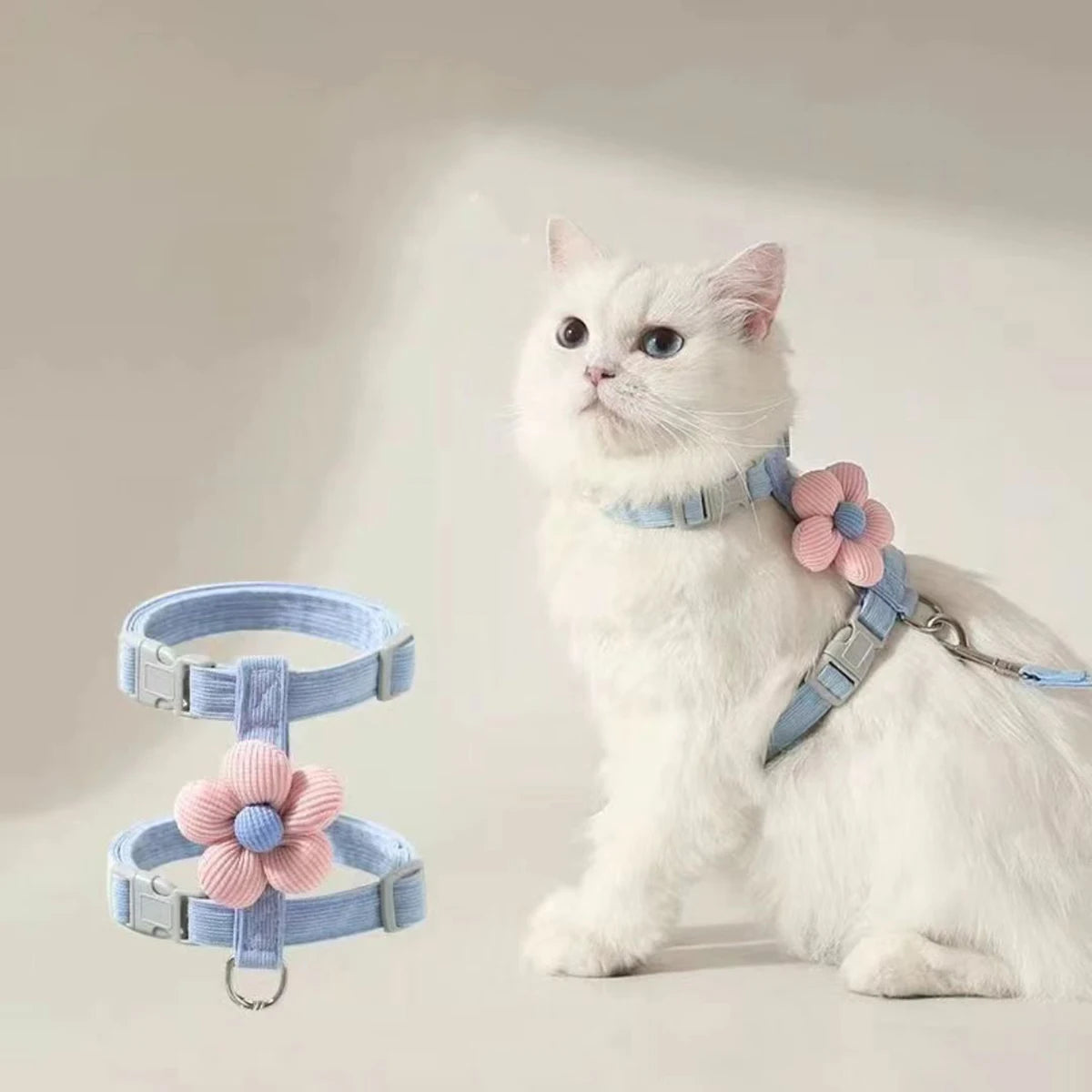 Harnais pour chat avec laisse à motif – Ensemble réglable et confortable