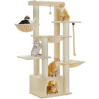 Grand arbre à chat 170 cm pour grands chats – 7 niveaux avec hamacs, niche et plateformes