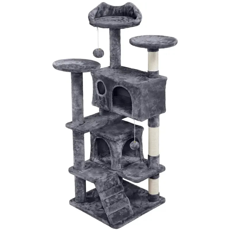 Arbre à chat 3 niveaux avec niche et fixation murale – Structure pour chat