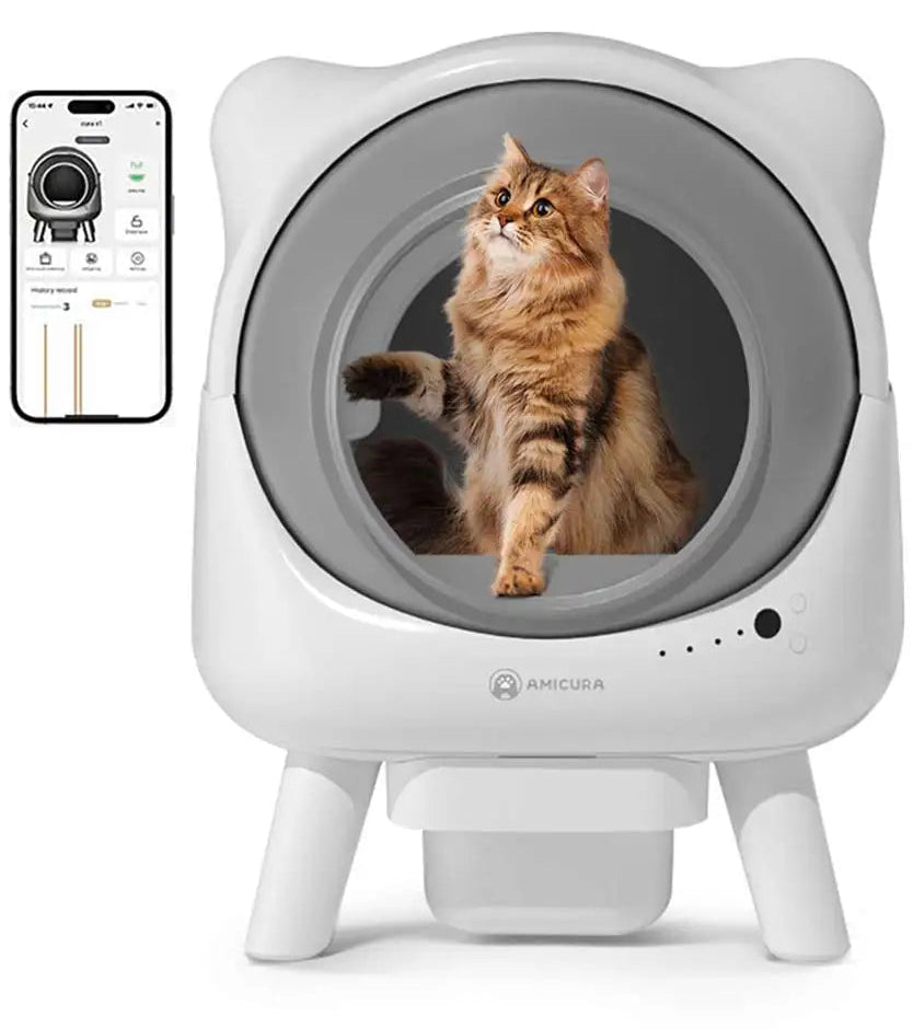 Bac à litière automatique pour chat autonettoyant avec contrôle par application, capteur de sécurité