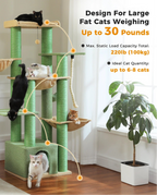 Grand arbre à chat 170 cm pour grands chats – 7 niveaux avec hamacs, niche et plateformes