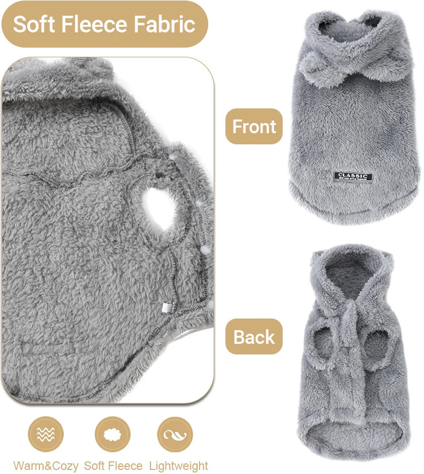 Manteau à capuche en polaire pour chat et petit chien – Vêtement chaud, doux et coupe-vent