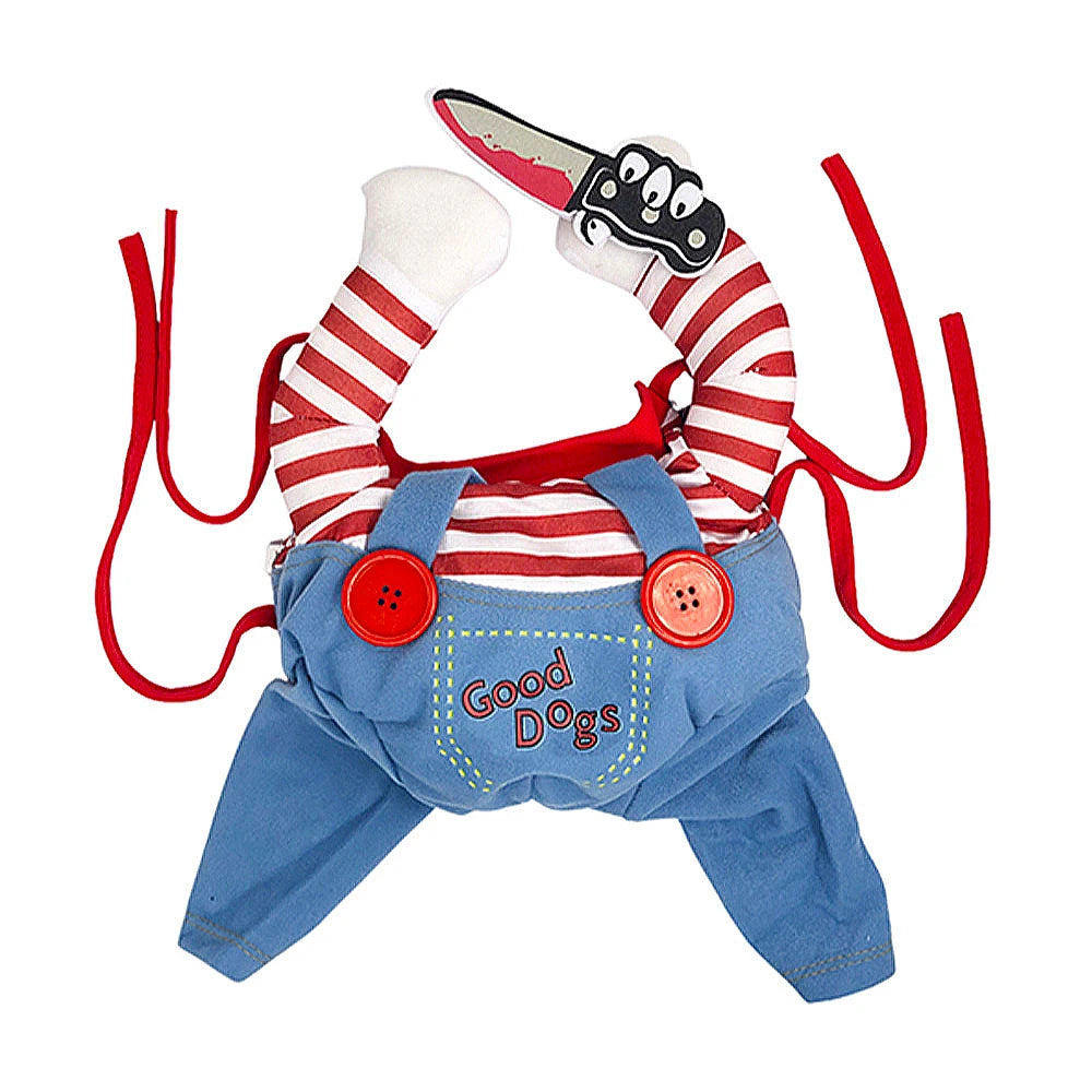Costume Halloween pour chat et petit chien – Combinaison ajustable avec accessoire couteau en mousse