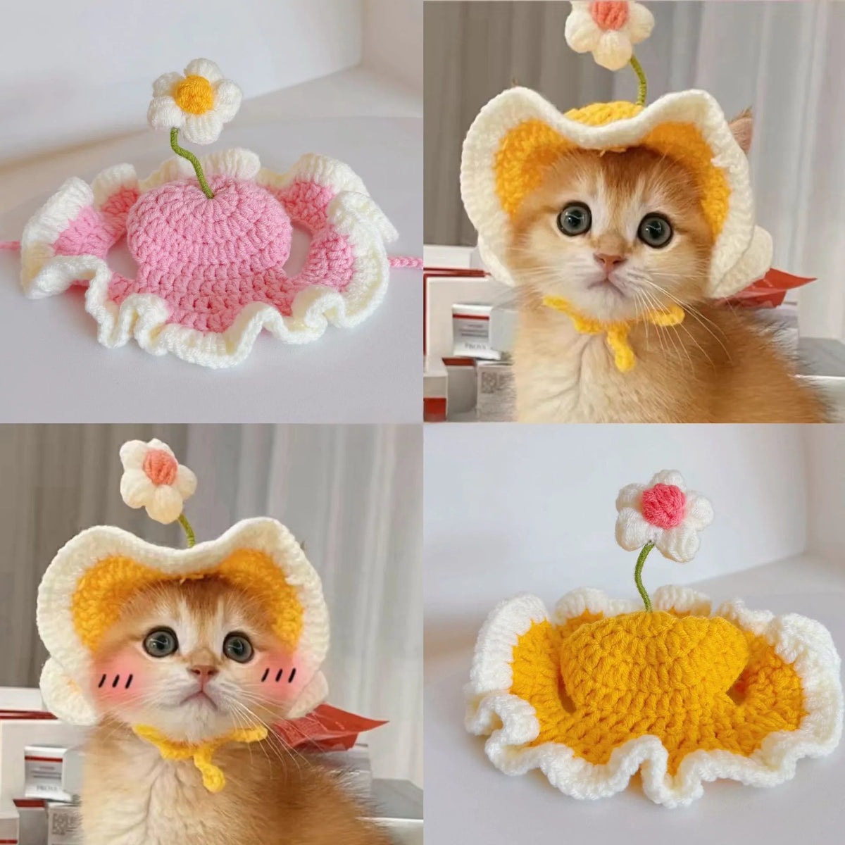Chapeau fleuri ajustable pour chat et petit chien – Accessoire léger pour photos et occasions spéciales