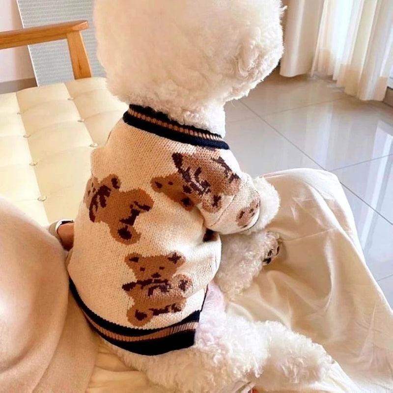 Cardigan Rayé en Coton pour Chien et Chat – Pull Élégant et Chaud pour Automne & Hiver
