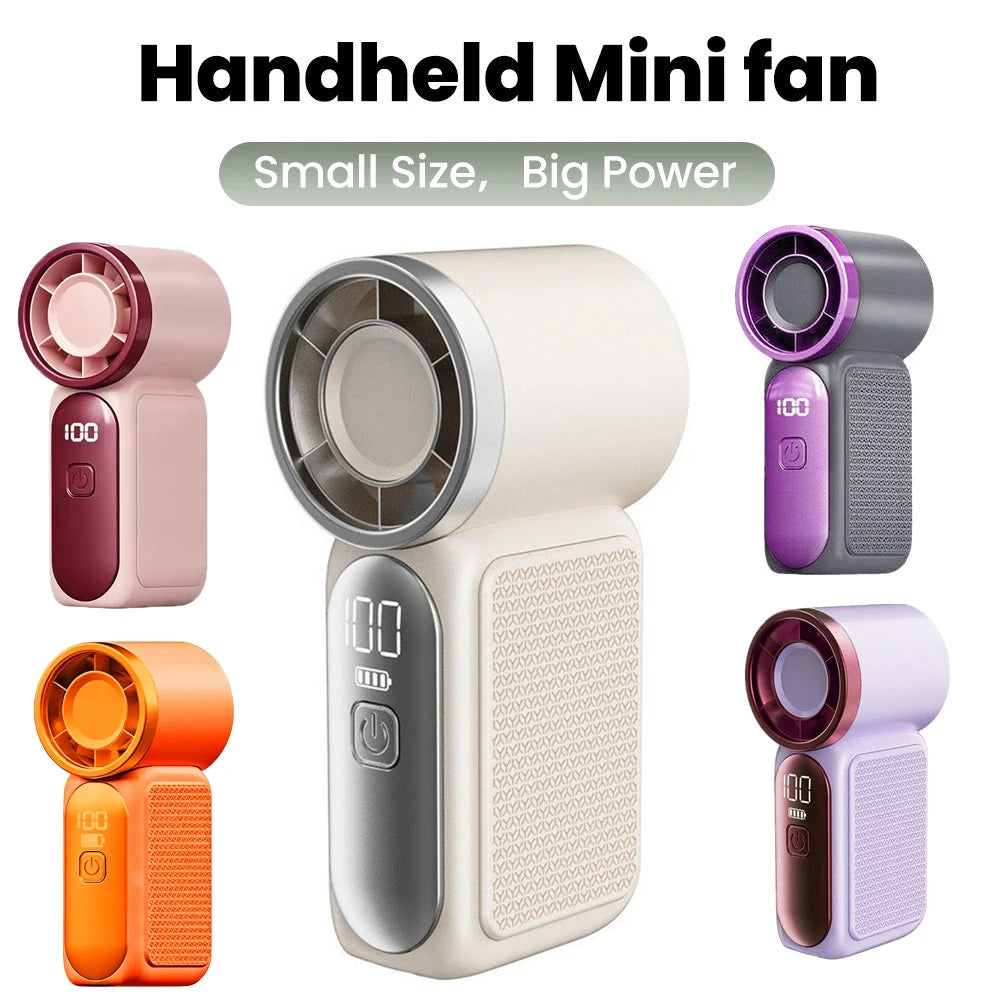 Handheld Mini Fan 5 Speed Adjust Type C Rechargeable Portable Fan Desktop Fan Outdoor Use