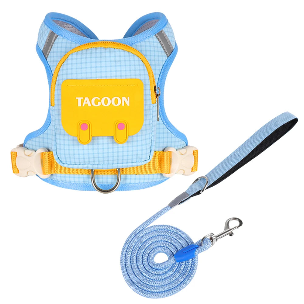 Harnais Réfléchissant avec Sac à Dos pour Chien et Chat – Gilet Ajustable avec Laisse