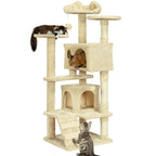 Arbre à chat 3 niveaux avec niche et fixation murale – Structure pour chat