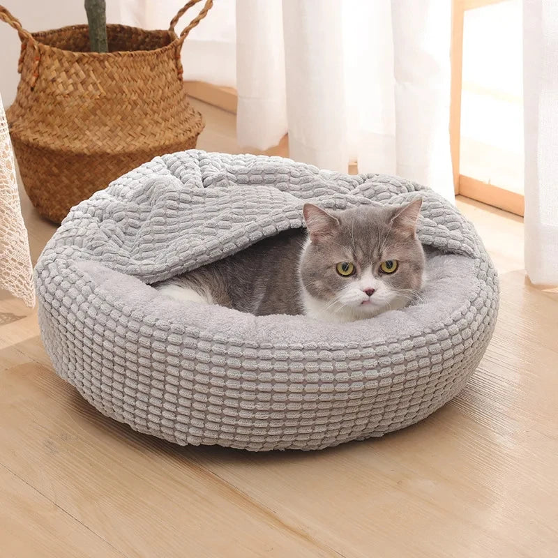 Panier pour chien et chat en coton à carreaux – Couchage respirant et confortable