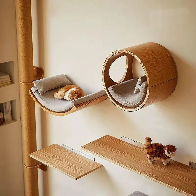 Étagères Murales pour Chat en Bois