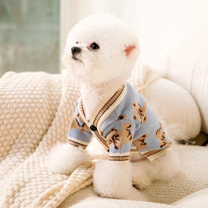 Cardigan Rayé en Coton pour Chien et Chat – Pull Élégant et Chaud pour Automne & Hiver