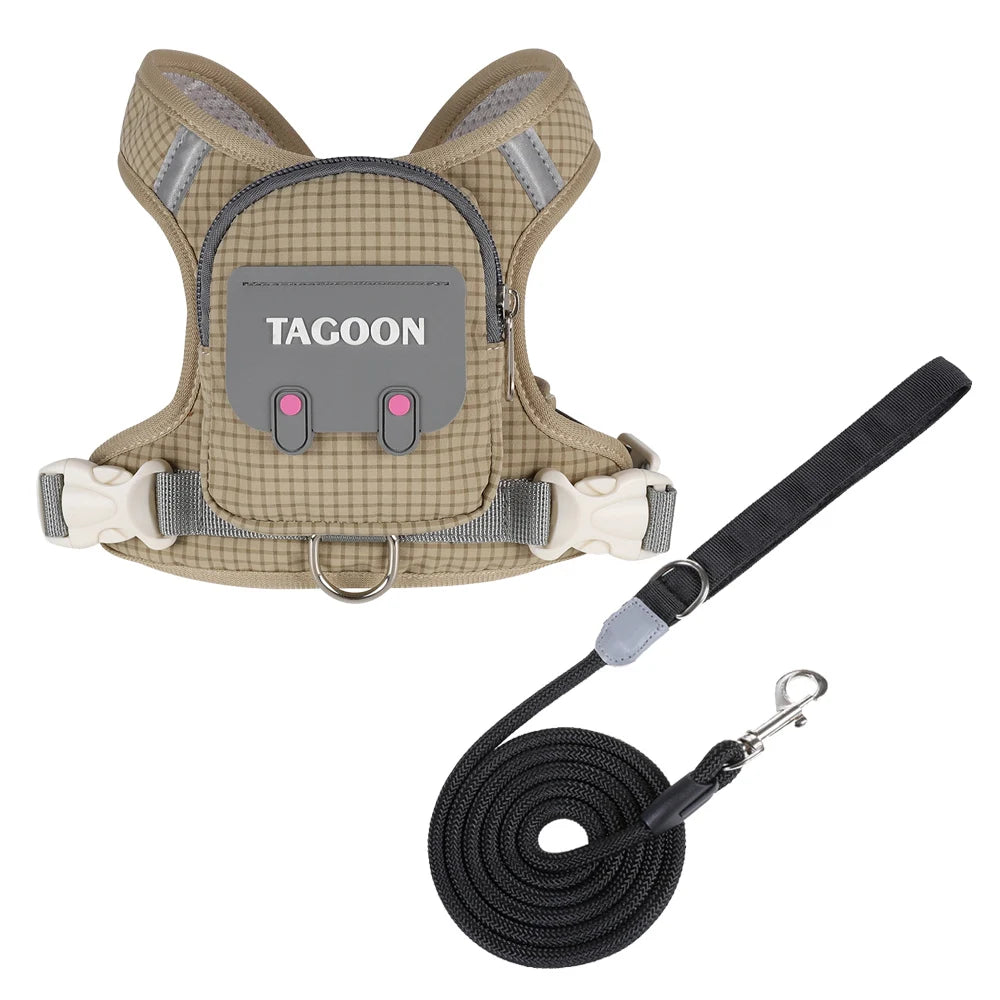 Harnais Réfléchissant avec Sac à Dos pour Chien et Chat – Gilet Ajustable avec Laisse