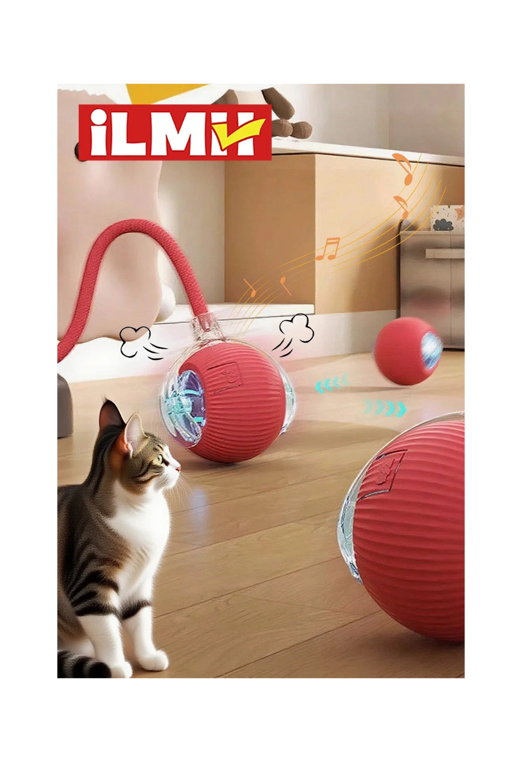 Balle interactive automatique pour chat – Jouet roulant rechargeable pour stimuler l'activité et l'instinct de chasse