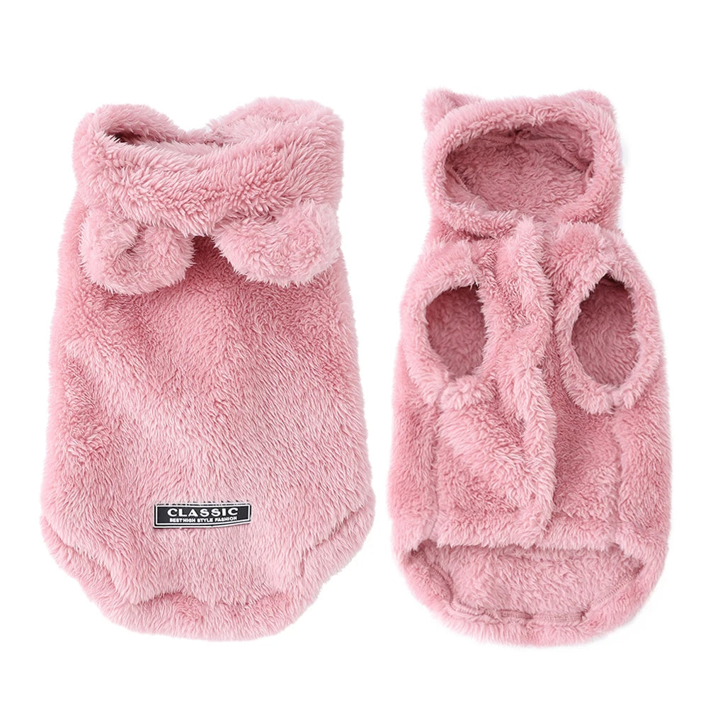 Manteau à capuche en polaire pour chat et petit chien – Vêtement chaud, doux et coupe-vent