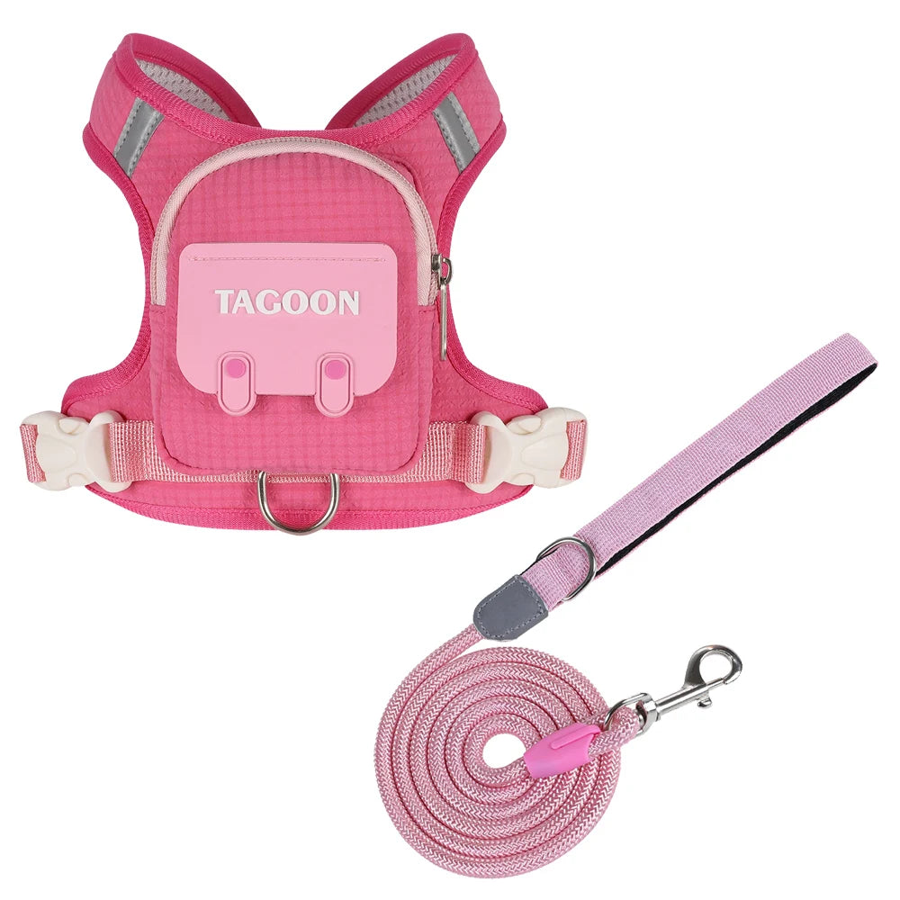 Harnais Réfléchissant avec Sac à Dos pour Chien et Chat – Gilet Ajustable avec Laisse
