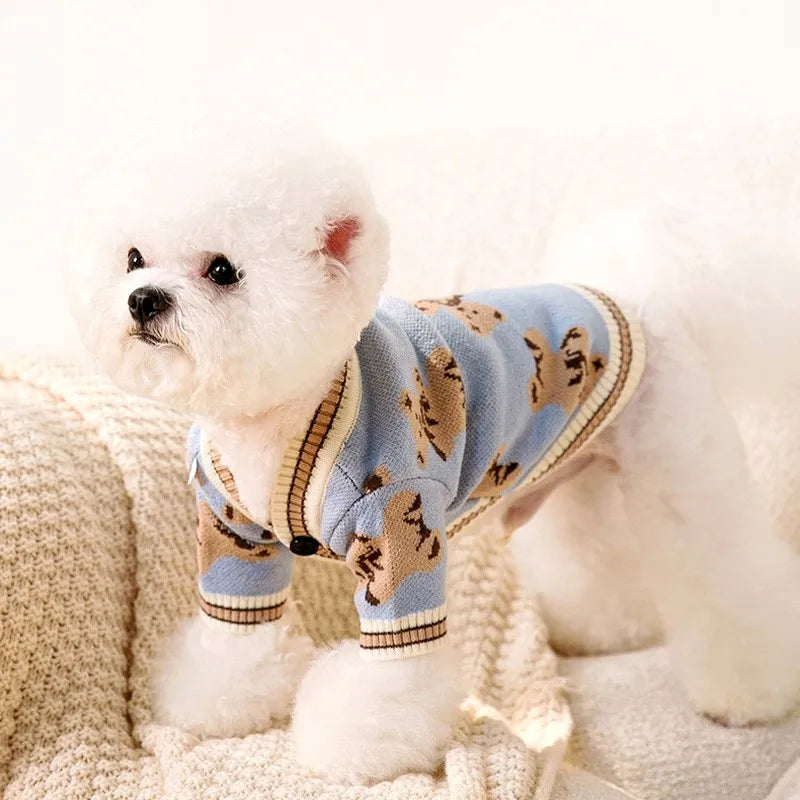 Cardigan Rayé en Coton pour Chien et Chat – Pull Élégant et Chaud pour Automne & Hiver