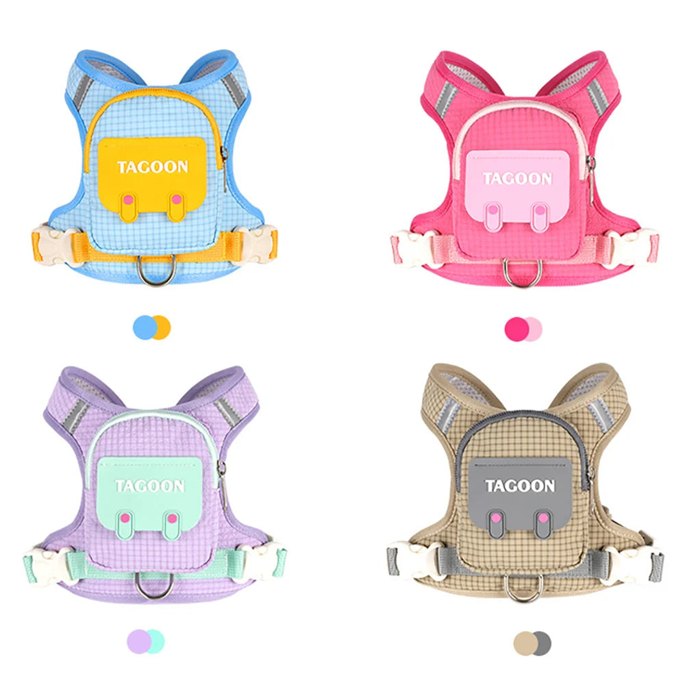 Harnais Réfléchissant avec Sac à Dos pour Chien et Chat – Gilet Ajustable avec Laisse