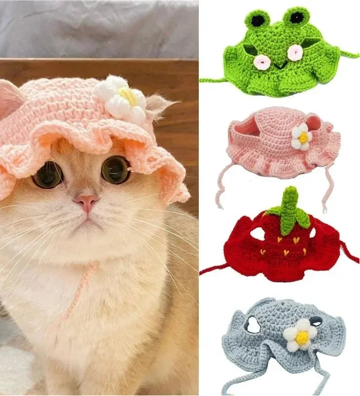 Bonnet floral pour chat et petit chien – Accessoire léger et confortable pour animaux