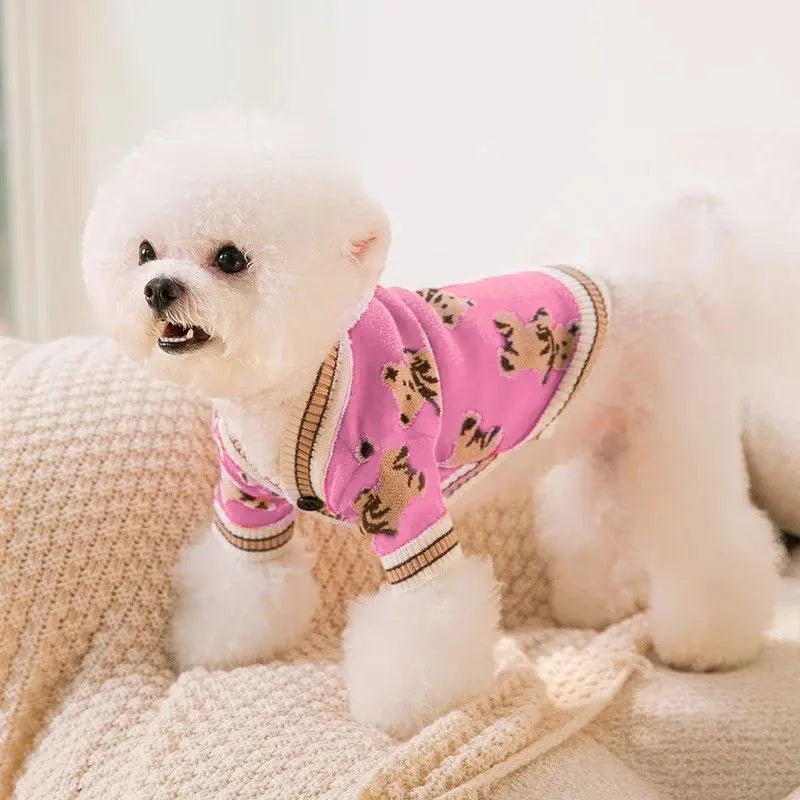 Cardigan Rayé en Coton pour Chien et Chat – Pull Élégant et Chaud pour Automne & Hiver