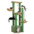 Grand arbre à chat 170 cm pour grands chats – 7 niveaux avec hamacs, niche et plateformes