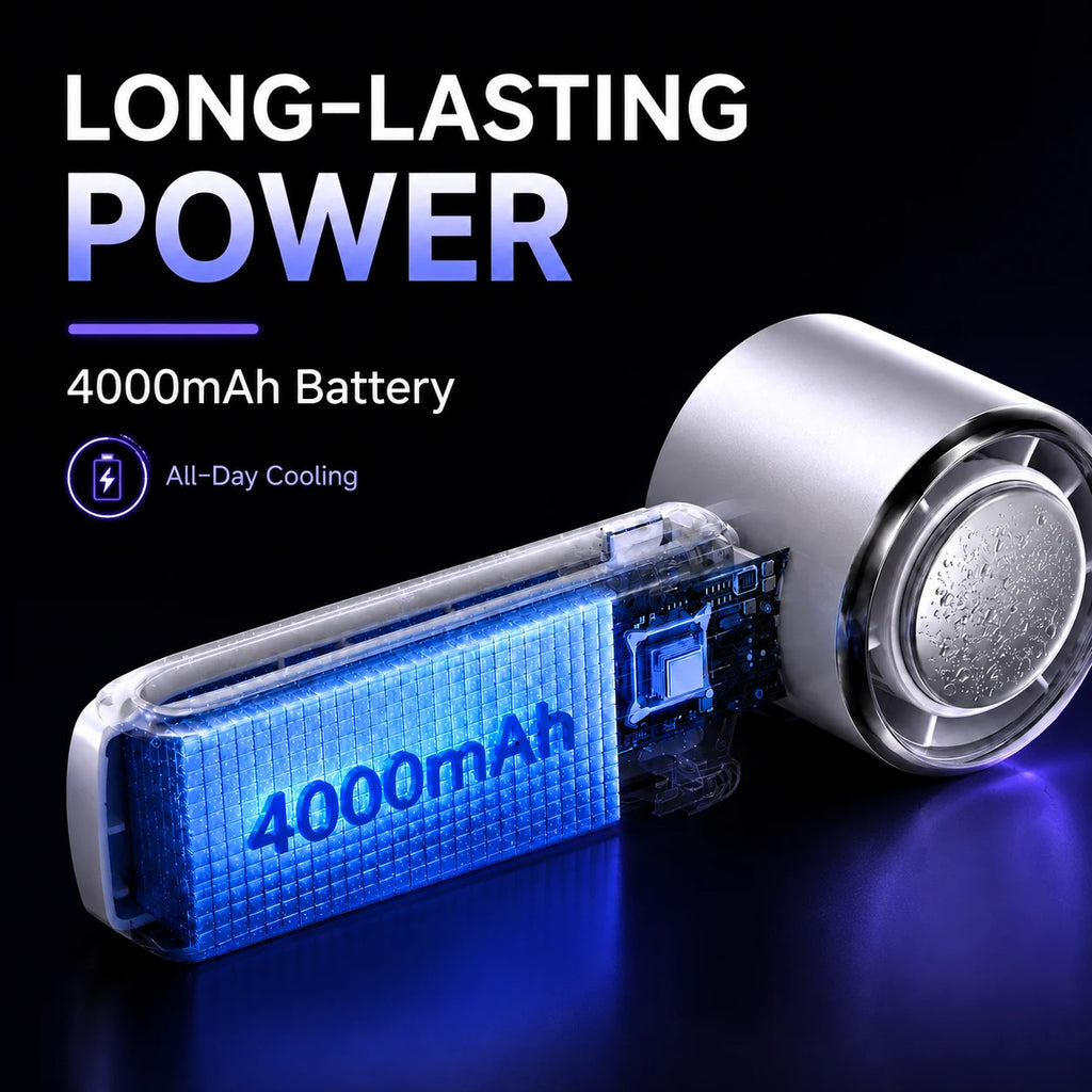 Ice Cooling Portable Neck Fan, 5-Speed Turbo Wind Foldable Hands Free Cooler, 4000mAh 9H Battery Travel Outdoor