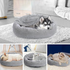 Panier pour chien et chat en coton à carreaux – Couchage respirant et confortable