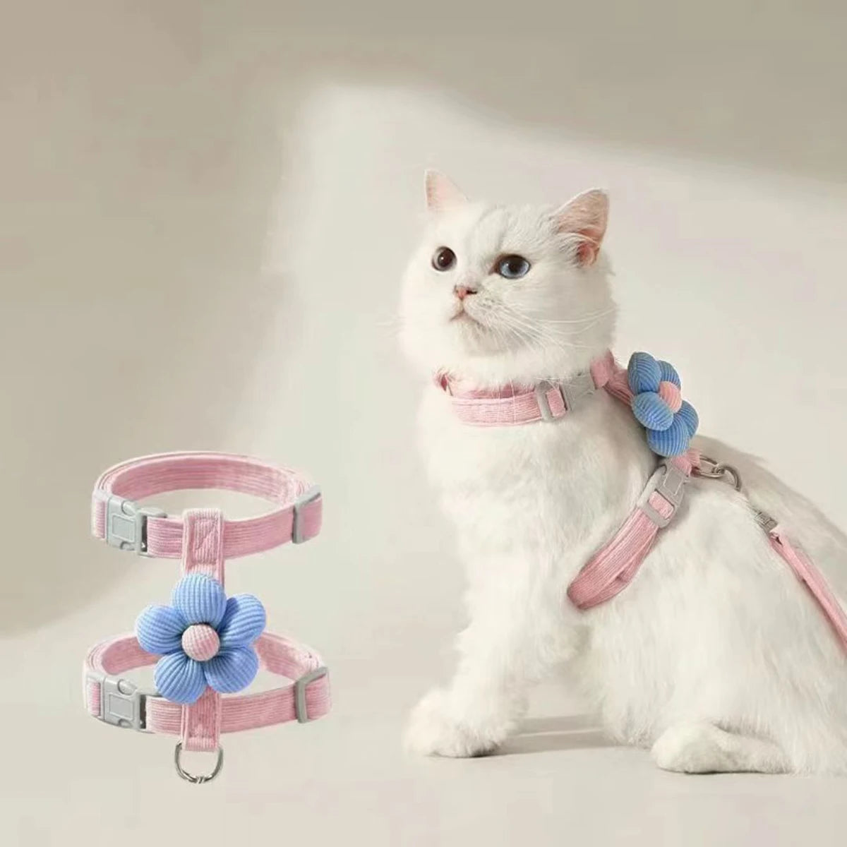 Harnais pour chat avec laisse à motif – Ensemble réglable et confortable
