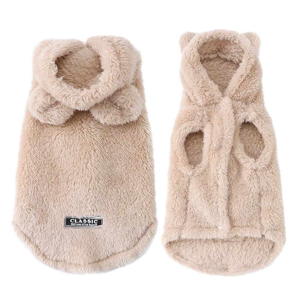 Manteau à capuche en polaire pour chat et petit chien – Vêtement chaud, doux et coupe-vent