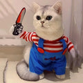 Costume Halloween pour chat et petit chien – Combinaison ajustable avec accessoire couteau en mousse