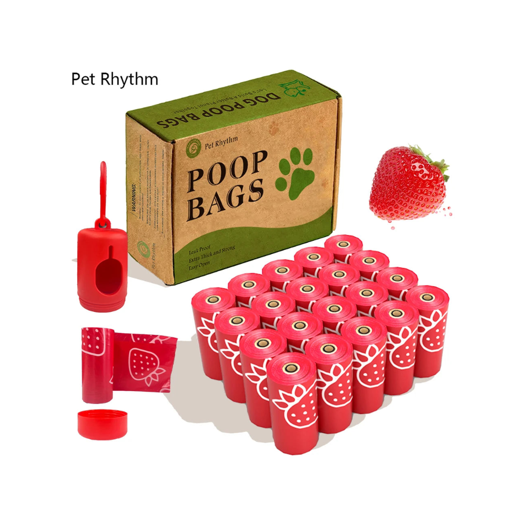 Sacs à déjections biodégradables pour chien – Épais, résistants et parfum fraise